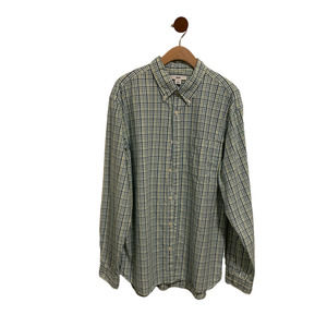 Gap Mens Button-down Shirt Size XL Long Sleeve Plaid Blue White Green Collared